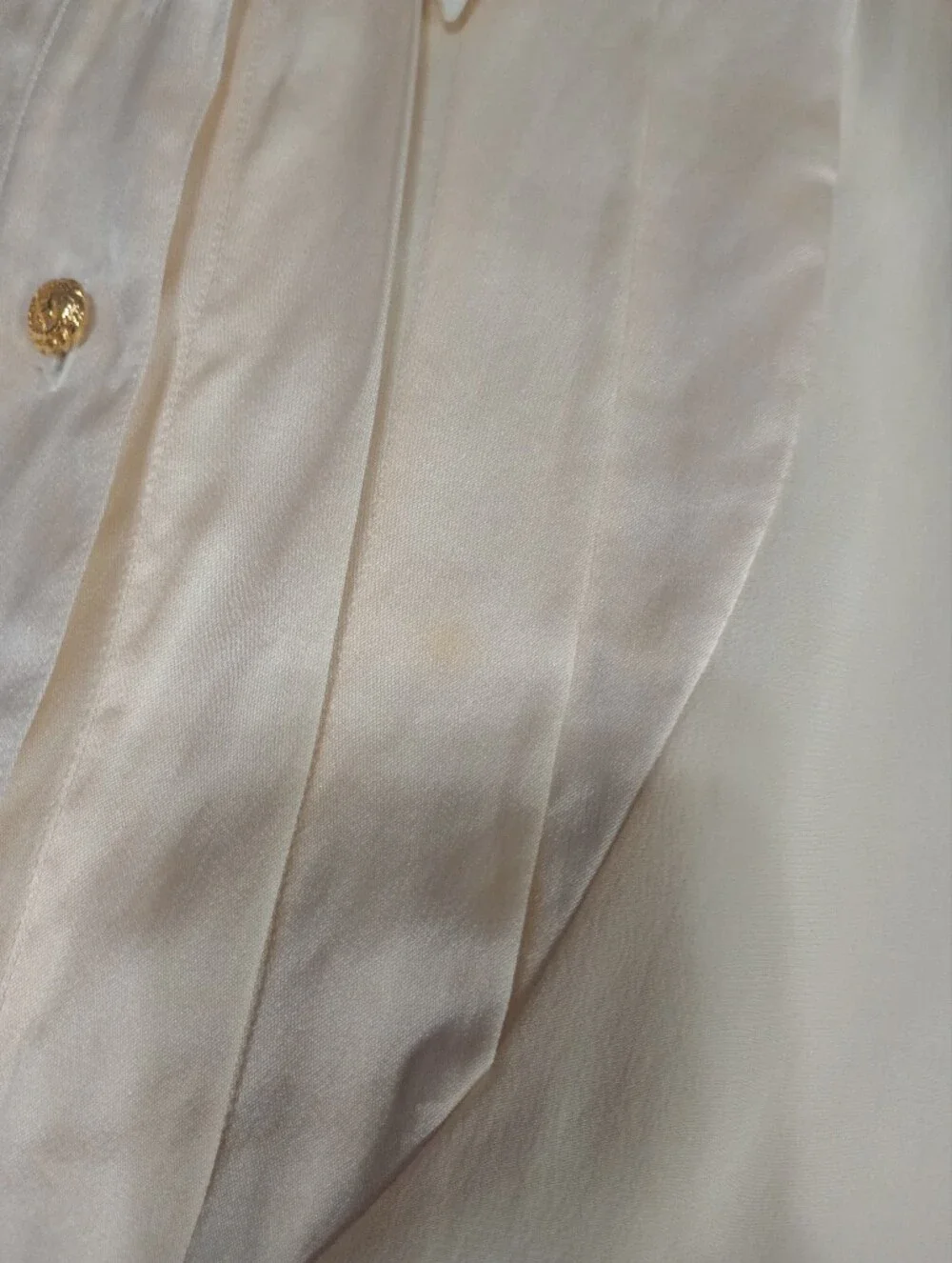 Vintage Chanel Boutique Collared Blouse With Gold Tone Buttons